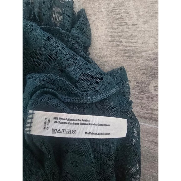 Intimately Free People French Courtship Slip Dress Green Lace Ruffle Tiered XS - Picture 7 of 7